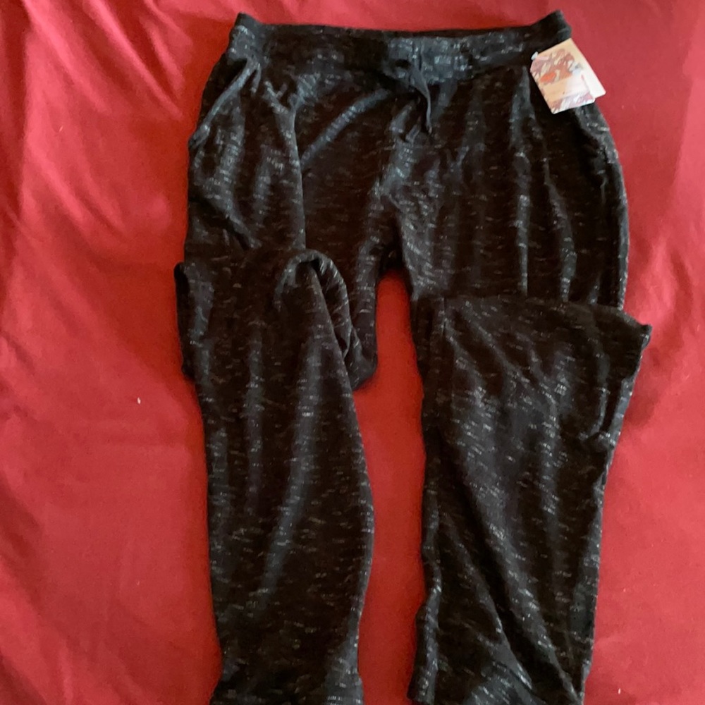 Black with gray stiching Terry jogger  for girls